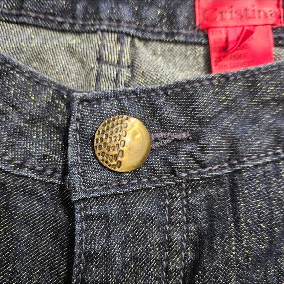 V Cristina Jeans Womens Blue High Rise Gold Metallic Straight Leg Size 12 Denim - Picture 5 of 14